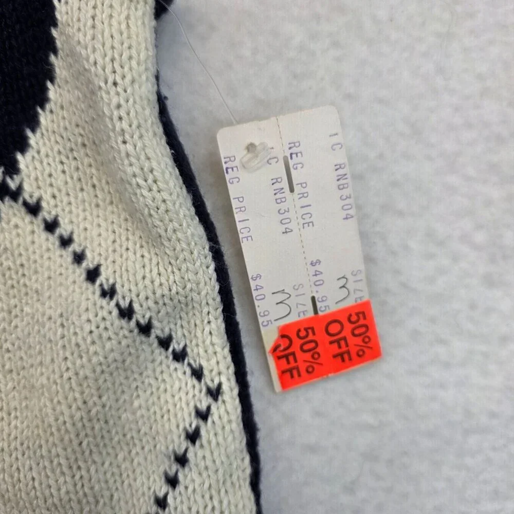 Vintage I.C. Isaacs Argyle Cardigan Sweater M Red Navy Twee Layering Preppy 70s